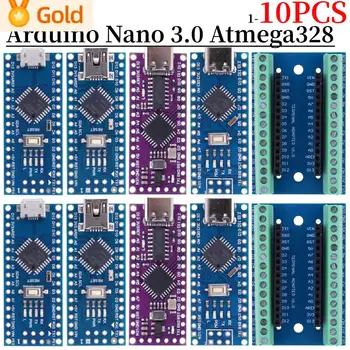 1-10 Шт. Для Arduino Nano 3.0 Atmega328 Контроллер С Загрузчиком Mini Type-C Micro USB Совместимая плата CH340 Драйвер 16 МГц