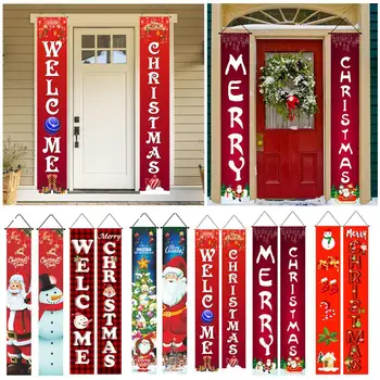 1 пара С Рождеством Христовым Дверной Подвесной Баннер Санта Клаус Снеговик Двустишие Navidad 2023 Рождественская Вечеринка Украшение Дома 2024 Ноэль