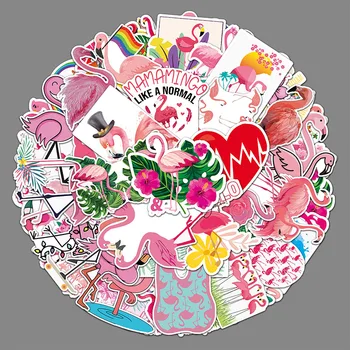 100 листов креативных поделок с рисунком фламинго, мультяшные наклейки с животными, Чемодан, шлем, холодильник, наклейки для ноутбука, детский подарок