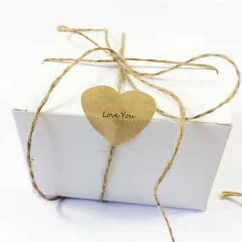 100 шт./лот, Пустая наклейка из крафт-бумаги в форме сердца, наклейка для упаковки ручной работы, самоклеящиеся наклейки для скрапбукинга