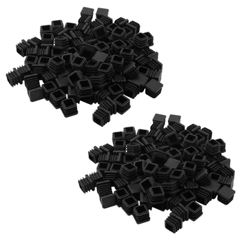 200шт пластиковых квадратных трубчатых вставок Заглушки для торцов 20 мм x 20 мм Черный