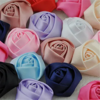20шт Большой атласной ленты Цветок розы DIY Craft Свадебные аппликации Много A07
