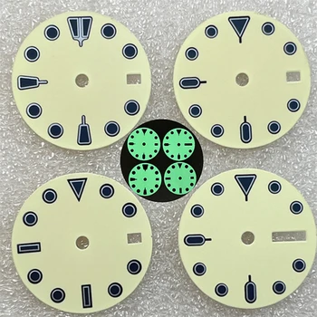 28,5 мм C3 Зеленые светящиеся механические часы, модифицированный циферблат для часов с механизмом NH35/NH36/NH34, аксессуары для часов