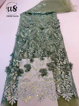 3D Экспортная кружевная ткань 2023 Блестящая новинка высшего качества ручной работы, специальная вышивка пайетками для вечерних платьев для вечеринок