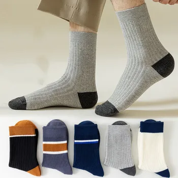 5 пар мужских спортивных носков на осень, впитывающих пот, для летнего отдыха, удобные носки средней длины с высокой трубкой