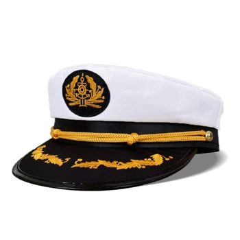 50JB Шляпа морского пехотинца Костюм капитана Шляпа капитана яхты Забавная деталь шляпы