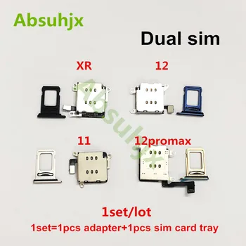 Absuhjx 1 комплект Запасных Частей Разъем Для Чтения Двух Sim-карт Гибкий Кабель Для iPhone XR 11 12 Pro Max Слот Для Лотка Sim-карты Держатель