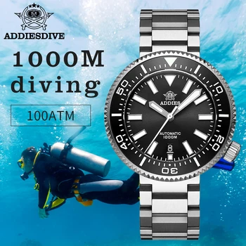 ADDIESDIVE 1000m Diver Часы для дайвинга Мужские часы из нержавеющей стали 316L с керамическим безелем NH35 Механические часы Автоматические мужские часы
