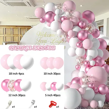INS Розовое украшение для сцены с воздушным шаром на день рождения, милая девушка, сердце, газовый шар, цепочка, розовая тема
