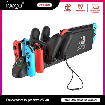 Ipega PG-9187 Зарядная Док-станция Joy Con для Nintendo Switch OLED 4 Joycons 2 Контроллера Подставка Для Зарядного Устройства Plug-in Host NS Аксессуары