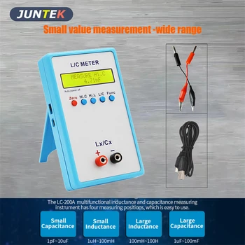 JUNTEK LC-200A Цифровой ЖК-измеритель емкости и индуктивности LC Meter 1pF-100mF 1uH-100H