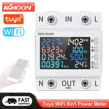 KKMOON Tuya WiFi 8в1 Измеритель мощности 2P Измеритель энергии переменного тока APP Control 170-270 В/63А Измеритель напряжения и тока Стандартный Монтаж На рейку