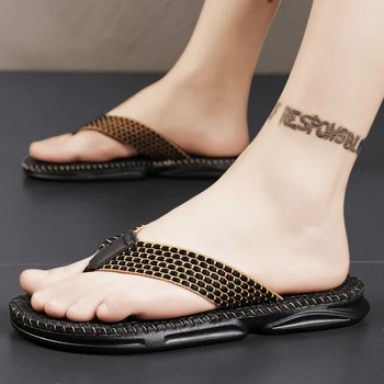 Oudoor/ Мужские тапочки-слипоны, новая летняя повседневная пляжная обувь, модные нескользящие тапочки для ванной, обувь для мужчин, легкие мужские шлепанцы