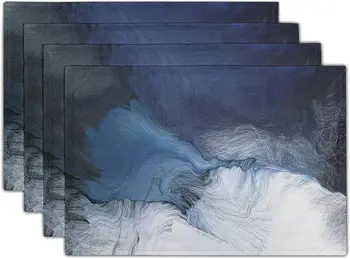 sorfbliss/ Черные, синие, серые, белые салфетки, абстрактный коврик для кофейной тарелки в стиле современного искусства, Термостойкие льняные коврики для обеденного стола королевского серого цвета