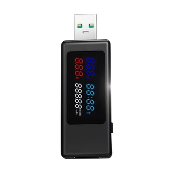 USB-измеритель мощности, тестер 6в1, текущее напряжение, синхронизация, мощность, Электрический тестер количества с функцией памяти выключения