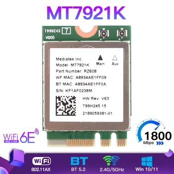 Wi-Fi 6E MediaTek MT7921k трехдиапазонный 1800 Мбит/с 2,4 G/5G/6G Bluetooth 5,2 WiFi 6 Беспроводная карта 802.11AX Windows 10/11, чем AX210
