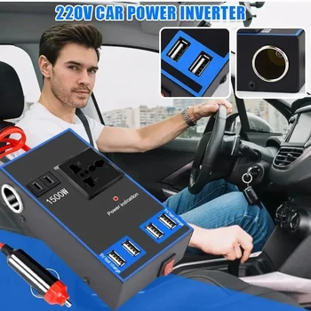 Автомобильный инвертор мощностью 1500 Вт с 12 В 24 В до 220 В Многофункциональный адаптер для зарядного устройства с 4 USB-разъемами