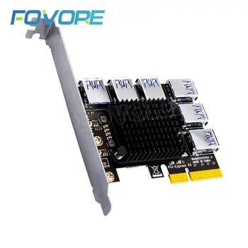Адаптер PCI-E К PCI-E 1 Поворот 6 Слотов PCI-Express от 1x До 16x USB3.0 Специальный Удлинитель Riser Card PCIe Конвертер Для Майнинга BTC Miner