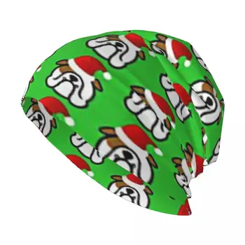 Английский Бульдог Санта Рождество Стильная Эластичная вязаная шапочка-бини с напуском, Многофункциональная шапка-череп, кепка для мужчин и женщин