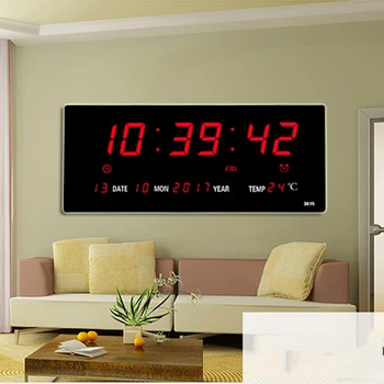 Большие цифровые настенные часы и вечный календарь с индикацией времени, дня, даты, температуры, электронные светодиодные часы как для стены, так и для стола