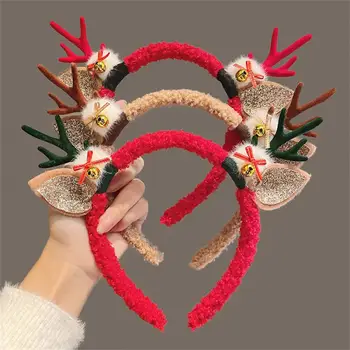 В сочетании с рождественскими элементами, Рождественская повязка на голову из рога Оленя, без ограничения ушей, Рождественские головные уборы, повязка на голову, заколка для волос