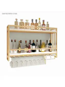 Винный стеллаж из цельного дерева в скандинавском стиле, Подвесной винный шкаф, Креативный Настенный стеллаж для вин, Подвесной стеллаж для бокалов для вина, Стеллаж для хранения