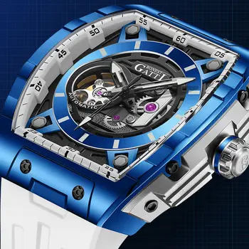 Водонепроницаемые механические часы для мужчин 50 м, роскошные автоматические часы от ведущего бренда из нержавеющей стали, мужские резиновые наручные часы оригинального бренда