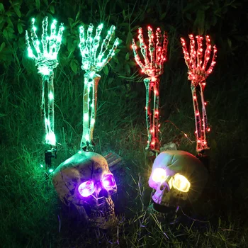 Декоративный реквизит Halloween Garden Skull Ghost Hands LED Ground Plug Lights Реквизит для декораций сцены Ночник