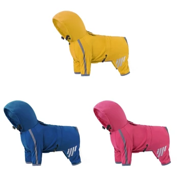 Дождевик для собак Ветрозащитный дождевик для собак, одежда для домашних животных на четыре сезона, дождевики для прогулок на открытом воздухе со светоотражающими полосами