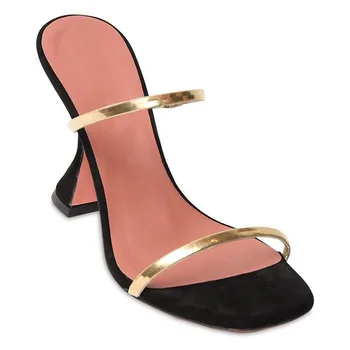 Женская обувь роскошного бренда, сандалии на узкой резинке, разноцветные сандалии Sandalias Femininas, туфли-лодочки на особом каблуке, тапочки с квадратным носком