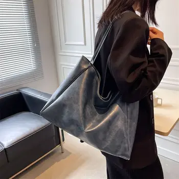 Женская сумка через плечо из мягкой кожи в стиле ретро, повседневная портативная сумка-тоут, женская сумка-тоут, Новая большая вместимость