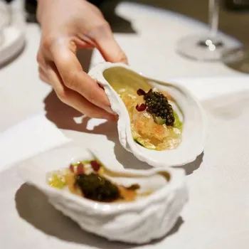 Керамическое блюдо для устриц, посуда для молекулярной кухни, креативный Ресторанный клуб отеля, высококачественная белоснежная посуда специальной формы