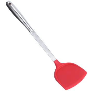 Китайская лопатка с ручкой из нержавеющей стали, лопатка с антипригарным покрытием, кухонные принадлежности, кухонный инструмент (красный)