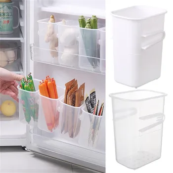 Коробка-органайзер для холодильника, Контейнеры для хранения с боковой дверцей холодильника, пластиковые полупрозрачные, простые и универсальные, Новая мода 2023