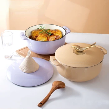 креативная чугунная кастрюля высокого давления 24 см для приготовления пищи, высококачественная посуда с крышкой, кухонная кастрюля для супа, износостойкая кухонная посуда