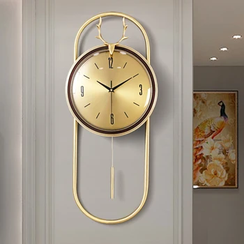 Металлические настенные часы для гостиной Современный дизайн Креативное Простое Роскошное искусство в скандинавском стиле Бесшумные настенные часы Эстетичный Дизайн дома Horloge