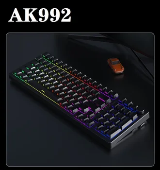 Механическая клавиатура AJAZZ AK992 RGB с боковой гравировкой, колпачки для ключей с горячей заменой, Проводная Трехрежимная Беспроводная прокладка, клавиатура с 99 клавишами для геймера