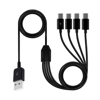 Мультикабель для зарядки Универсальный 4 в 1 с несколькими портами USB Fast Cord с разъемом Type C Splitter Шнур синхронизации данных