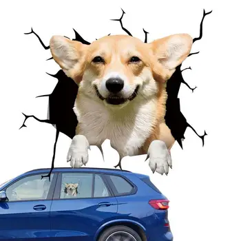 Наклейки на окна автомобиля Мультяшные собаки Не выцветают Автомобильные наклейки и отличительные знаки Декоративное отверстие Щенок Универсальный аксессуар для автомобилей Ноутбуков