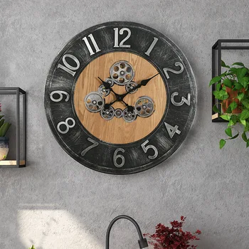 Настенные часы с металлической шестерней среднего размера, индивидуальные художественные часы в стиле ретро в индустриальном стиле, украшение стен в механическом стиле гостиной
