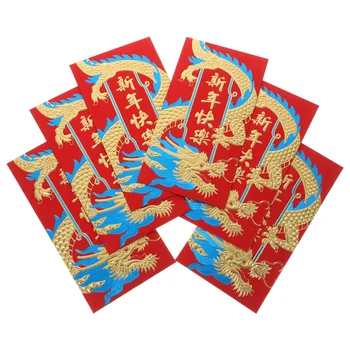 Новогодний Красный пакет Пакеты Бумажный мешочек для денег Дракон Сумка для удачи Обволакивает Конверты