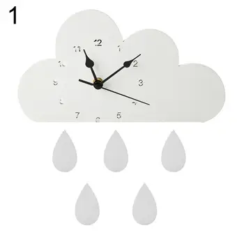 Новые настенные часы в форме капли дождя в скандинавском стиле из дерева в форме облака, украшение детской комнаты для малышей
