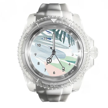 Новые прозрачные силиконовые часы растительного цвета, Маленькие часы с рисунком из свежих листьев, мужские и женские часы, модные кварцевые наручные часы