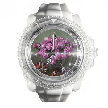 Новые прозрачные силиконовые часы ретро ваза цветочные часы мужские и женские часы модные кварцевые наручные часы