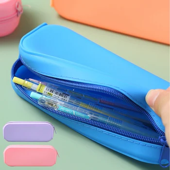 Новый креативный цветной пенал Kawaii Силиконовая сумка для ручек большой емкости Студенческие Канцелярские принадлежности Водонепроницаемая сумка для хранения школьных принадлежностей