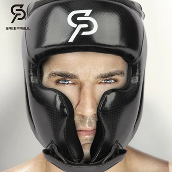 Полностью закрытый боксерский головной убор для головы, Горячая распродажа, Шлем для защиты головы из искусственной кожи для кикбоксинга/ ММА