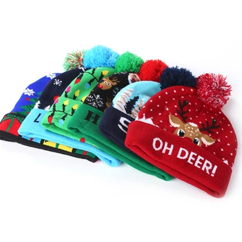 Рождественский клапан с шариком, Вязаная шапочка, Аксессуары для украшения вечеринок на открытом воздухе, Защита от холода и тепло