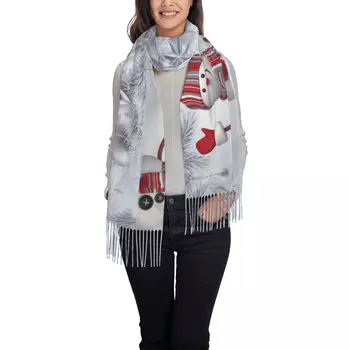 Рождественский Снеговик, мягкий уютный Кашемировый шарф, тканая женская теплая шаль