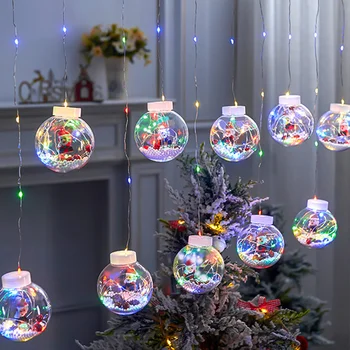 Светодиодный шар для штор Санта Клаус Рождественские украшения для дома 2022 Рождественские подарки Рождественские огни Navidad Новый Год 2023