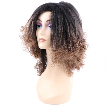 Синтетический парик Кудрявый Омбре, черные, светло-коричневые парики для чернокожих женщин, афро Парики для женщин, косплей, термостойкий парик 12 дюймов
